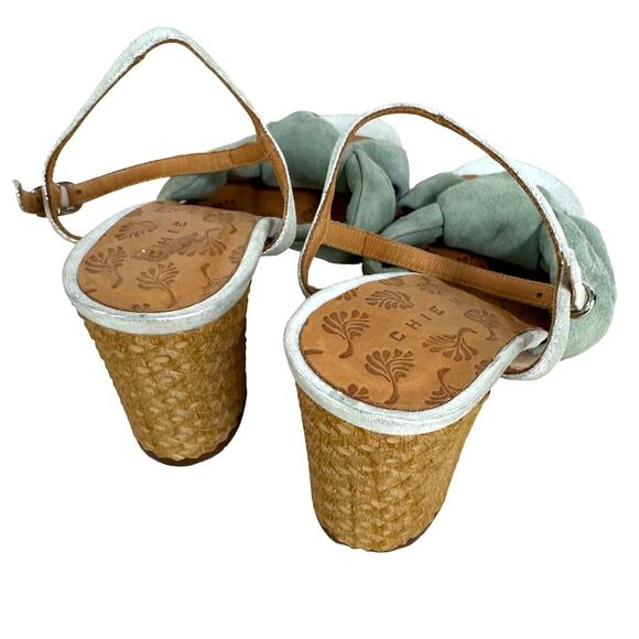 Chie Mihara NWOB Gelia 55mm Calf Suede Sandals Green Open Toe Bow Size 37 (US 7) - Picture 4 of 8